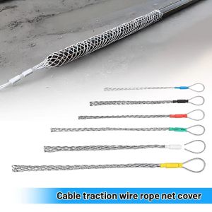 LITUILI Galvanized Metal Cable Pulling Socks Steel Mesh Anti-Slip Design Wire Grips Accessories Flexible Eye Cable Puller Cable Pulling
