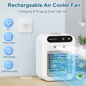 USB Mini Aircond Air Cooler Mist Fan Penyejuk 500ML Double Mist Air Conditioner Portable