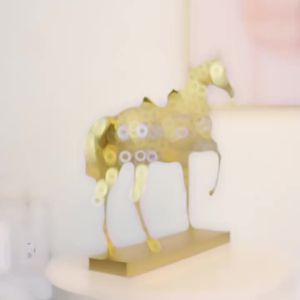 FFBH Resin Gold Horse Office Desktop Ornaments Fengshui Wealth Horse Father Friends  Gifts Home Decor Living Room Decoration Q8H3K