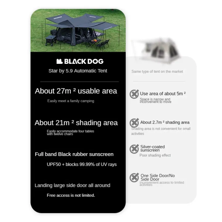 BLACKDOG%20STAR%205.9%20Black%20Automatic%20Cabin%20Tent%201%20Bedroom%204%20Awning%20Canopy%20Halls%20Fast%20Build%20Tent%20For%203-4%20Persons%20Large%20Up%20To%2027m%C2%B2%20Usable%20Area%20Vinyl%20Coated%20Sunscreen%20Waterproof%20Outdoor%20Camping%20Hiking%20Travel%20Heavy%20Duty%20Original%20Black%20Dog%20-%20Image%205