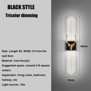 Nordic Deer Wall Lamp Gold Metal Hotel Indoor Light Villa Antler Black Decor Deer Horn Fixtures
