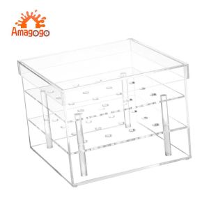 【Best value for money】 Clear Flower Box Decorative Centerpiece Cosmetic Makeup Organizer Rose Pots Stand Holder for Table Home Decoration