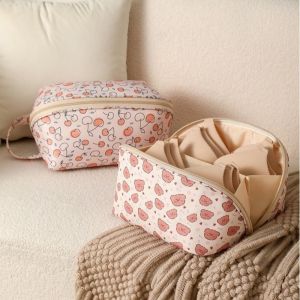 PTPT  Cartoon Printing Underwear Storage Bag Sorting Large Capacity Socks Panty Divider Pouch Multifunctional Semi-circle Shaped Travel Bra Organizer for Intimate Clothes