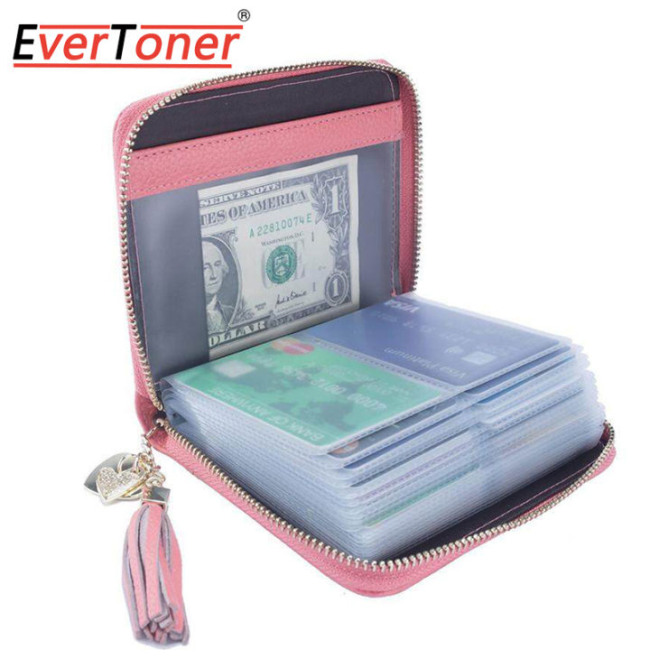 EverToner RFID Genuine Leather Credit Card Holder Wallet Womens