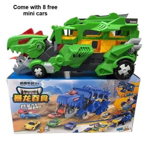 Dinosaur eat cars Truck Toys Container vehicles With 8pcs Alloy Pull-back Cars Model Toy For Children Christmas Birthday Gifts
