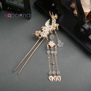 YADORNOS Antik Hanfu Headdress Tassel Bride Fa Chai Bu Yao Bob Cha Shu Aksesori Rambut Hairpin Do Costume Accessories Chao Xian