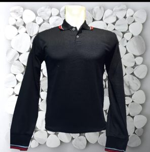 Kaos kerah FO lengan panjang HITAM LIST / Kerah Panjang FO List / Kaos Kerah Panjang FO List Hitam - BISA COD