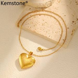 Kemstone Dây chuyền mặt mề đay hình trái tim cho phụ nữ có thể mở ra ảnh chèn trang sức bằng inox