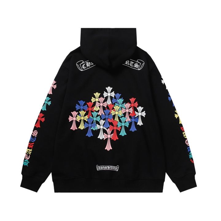 FASHION Chrome Hearts Cross Sanskrit Horseshoe Print Men and Women Cotton  Hoodies Sports Casual Long Sleeve Sweatshirts