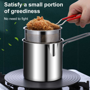 Vogvigo 1200ML Deep Frying Pot 304 Stainless Steel Kitchen Fryer With Strainer Tempura Fryer Pan Chicken Fried Chicken Cooking Tools