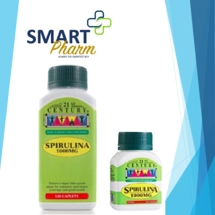 [SINGLE BOTTLE] 21ST CENTURY SPIRULINA 1000MG CAPLETS 30S / 120S EXP06 ...