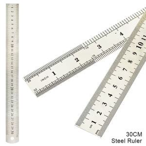Metal Ruler 30cm Clear Markings for Precise Work Long Ruler School Supplies - Stainless Steel Ruler 30cm & Metal Ruler - Strong & Rust-Resistant for Paaralan & Opisina