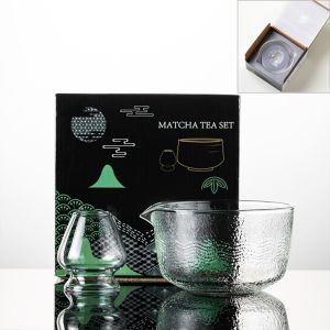 DORADO Kết cấu Bát Matcha Với vòi rót Thủy tinh Bộ trà Nhật Bản Tái sử dụng Bát trà Những người yêu trà