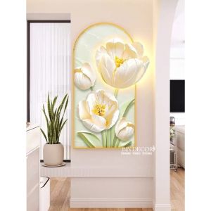 (ẢNH THẬT) Tranh treo tường đèn led hoa tulip 12 trang trí decor làm quà tặng tân gia