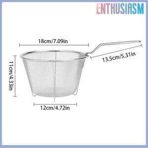 【Enthusiasm】🌟🌟【Hot Sale】🎈 French Chip Frying Strainer Basket Stainless Steel Deep Fry Basket Kitchen Round Fryer Wire Mesh With Handle Wire Colander Nets