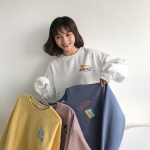 Women Sweater Korean Fashion Long-Sleeved Loose tshirt Space Nasa Print Sweatshirt Casual Slim Long Sleeve Pullover Tops