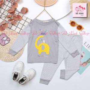 [DEAL XỊN] Quần áo đồ bộ dài tay trẻ em bé trai bé gái 7-25kg Đồ bộ thun lạnh dài tay thu đông cho bé DÀI PHỐI SỌC - Bé Xinh Shop