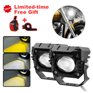 New 3 Inch 120W Dual-Color LED Fog Light for Motorcycle Waterproof IP67 High-Brightness Spotlight Dual Lens Design New