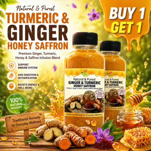 [BUY 1 GET 1] TURMERIC & GINGER HONEY SAFFRON 100% Natural Raw Honey | No Sugar Added