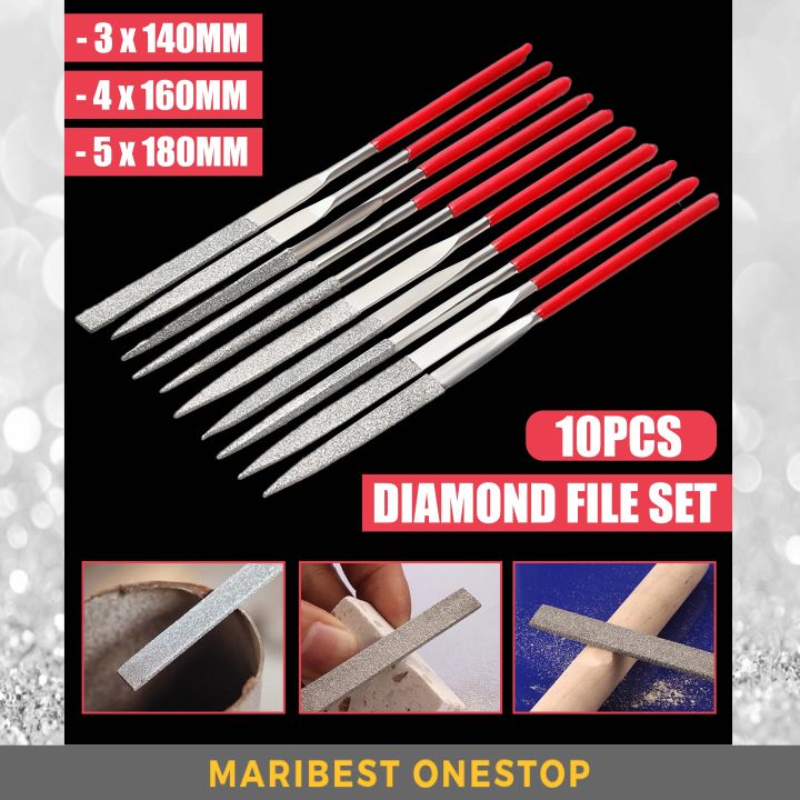 10PCS Mini Metal Rasp Diamond Needle Files Set Wood Carving Tools for