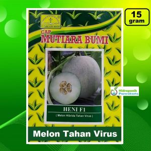 Benih Melon Hibrida Tahan Virus HENI F1 Daging Putih Kehijauan Cap Mutiara Bumi Isi 15 Gram