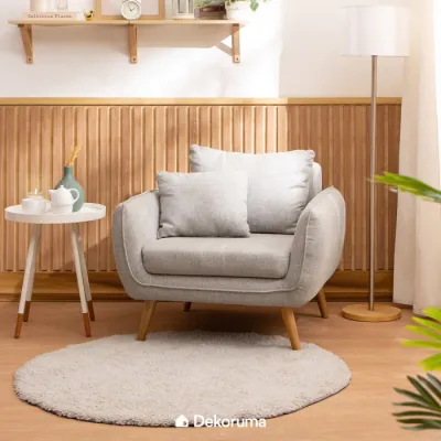 Dekoruma HIKI Sofa Tamu Minimalis 1 Dudukan Abu - Sofa Single Seater