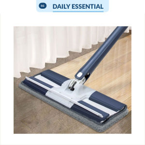 【DAILY ESSENTIAL】 Hands-Free Flat Mop with Wiper Strip/ Lazy Mop/ Hanging Storage Mop/ Large Panel Wet Dry Dual-Use Mop