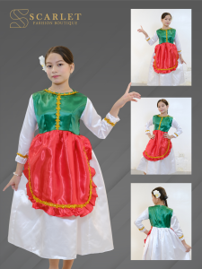 UN Portugal Inspired Dress for Girl Kid - Vibrant Green & Red Costume for Cultural Heritage Celebrations