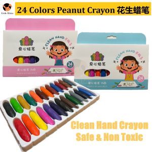 【Ready Stock】24 Colors Basic Peanut Crayon for Kids Non Toxic  Painting early learning YPlus 儿童早教创意花生蜡笔画画彩色无毒