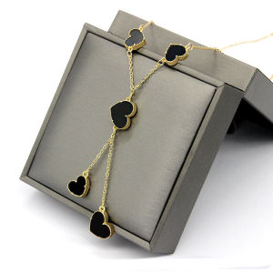 Original BESFOME four-leaf clover necklace female fashion temperament clavicle long chain pendant necklace 18K rose gold titanium steel necklace for women