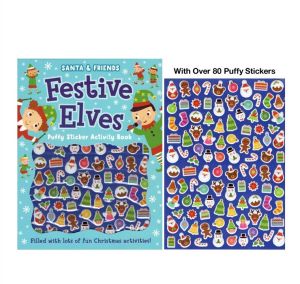 Santa & Friends Rockin Reindeers Christmas Activity Book With Puffy Stickers For Kids