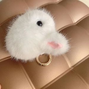 VGGE Rex Rabbit Fur Rabbit Keychain Plush Ball Rabbit Shape Bunny Fur Hairball Keychain Hanging Ornaments Cute Fluffy Rabbit Kyring Children Toy Gifts