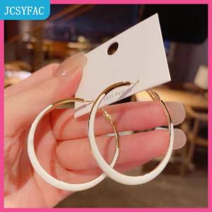 JCSYFAC 1 đôi bông tai nữ thời trang bông tai giọt men bông tai vòng bản to cá tính bông tai khuyên tròn phong cách Pháp đẳng cấp cho nữ