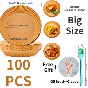 WHL 100pcs Baking Paper Air Fryer Paper Special Paper For Air Fryer Disposable Baking Papers Non-Stick Steamer Round Parchment Paper Liners 油纸 烘焙纸