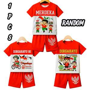 SETELAN BAJU ANAK MERAH PUTIH HUT RI USIA 6 BLN - 4 THN MODEL DESAIN TERBARU PAKET HEMAT 3 PCS/6 PCS