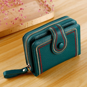 NEXTYOO Multi Slot Organ Womens Wallet Zipper Closure Retro Design Card Holder Trendy Design Short Wallet American Style