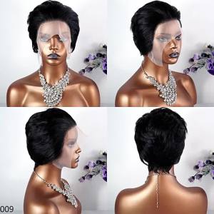 100% Human Hair Wigs13*1 lace  Pixie Cut Short Curly Wig for Women pixie cut wigs Full Machine Wig Fashion Type For Female