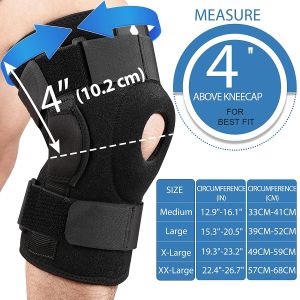 NEENCA Hinged Knee Brace (1 Pair) Adjustable Compression Knee Support Brace Open Patella Knee Wrap for Knee Pain SwollenMeniscus TearACLPCLMCLJoint Pain Relief Injury Recovery.AC056