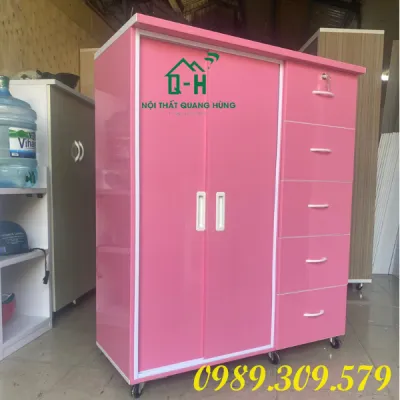 TỦ NHỰA ĐÀI LOAN 2 CÁNH CỬA LÙA 5 HỘC KÉO CAO CẤP HCM - TỦ NHỰA BÉ GÁI