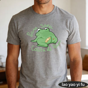 [Local Stock] HBESTY  Funny Injured Frog Spanish Meme Graphic Tee Men T Shirt Humorous Bandaged Frog Clothes Short Sleeve Tops Summer Tees