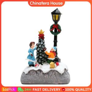 Cute Christmas Led Lighted House Hand-Painted Tabletop Village Light Scene Up Centerpieces