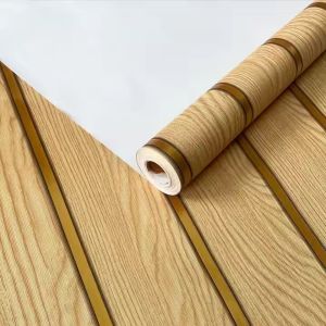 Wallpaper Dinding Aesthetic Ruang Tamu Motif Panel Kayu Serat