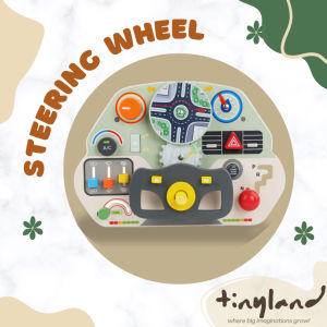 Wooden Car Steering Wheel Toy Montessori Busy Board for Toddlers