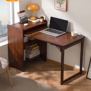 Foldable Study With Book Shelf Computer Table Storage Cabinet