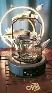 xpkQ High Borosilicate Glass Teapot Walnut Handle Boiling Teapot Stove Boiling Tea Pot with Lifting Beam 4P7H5