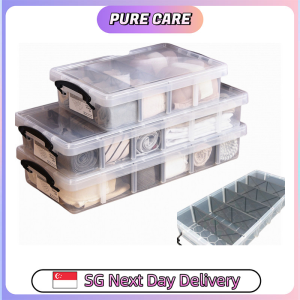 【Pure Care】 Transparent Compartment Storage Box With Lid/Underbed Large Capacity Organizer with wheels