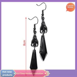 Graceful Black Bat Earrings with Red Teardrop Beads Earrings Gothic JewelryAlternative JewelryGothic Gift for HerBat LoverHalloween