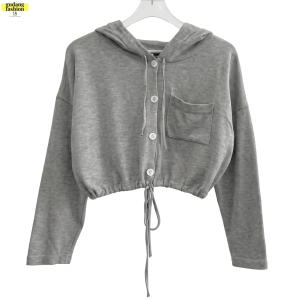 GudangFashion18 - Atasan Sweater Hoodie Bertudung Crop Top Baju Lengan Panjang Babyterry Motif Plain Polos Tali Ikat Kur Korea Outer Mona Hoodie Sweater Basic Oblong Basic Women // Terlaris // COD