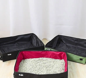 Travel Cats Litter Box Collapsible Portable Litter Pan Lightweight Foldable Waterproof Lining Leak Proof Easy to Clean