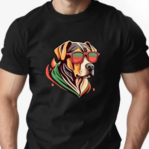 Men T-Shirt Colorful Puppy Pattern Print Casual Breathable Oversized Summer Round Neck Hip Hop Style Premium Quality Graphic Tee